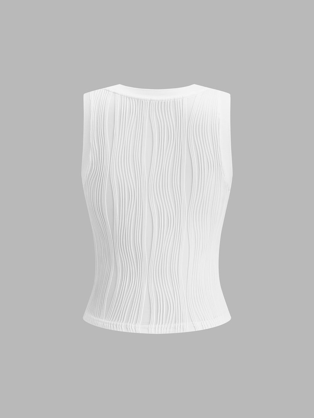 Commense Solid Wavy Textured Tank Top - Picture 4 of 5